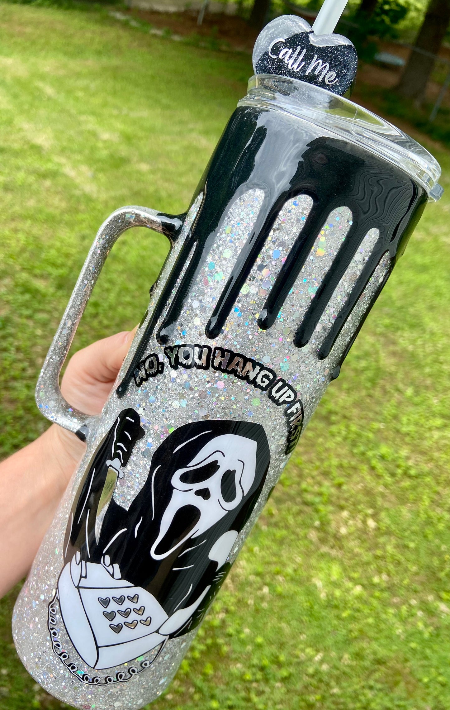 Ghostface 30oz handle tumbler - Silver