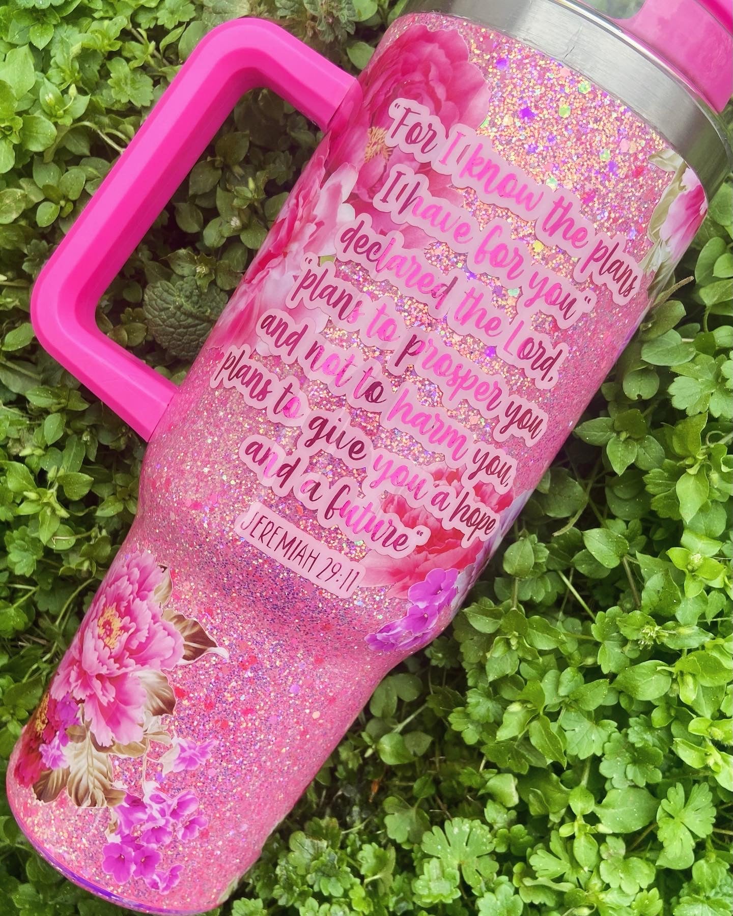 Floral scripture tumbler