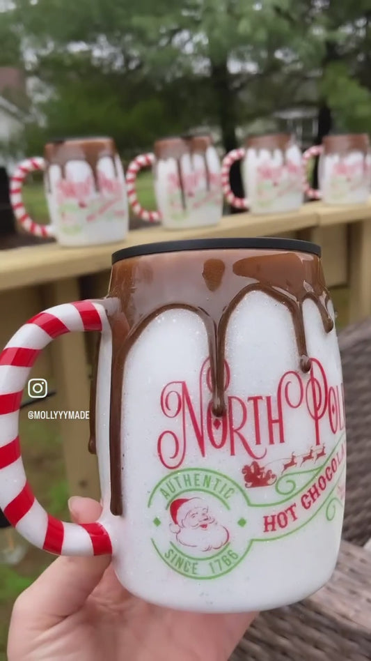 North Pole hot cocoa mugs