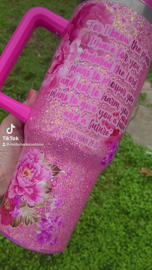 Floral scripture tumbler