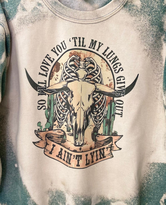 I ain’t lyin/ crewneck bleached sweater