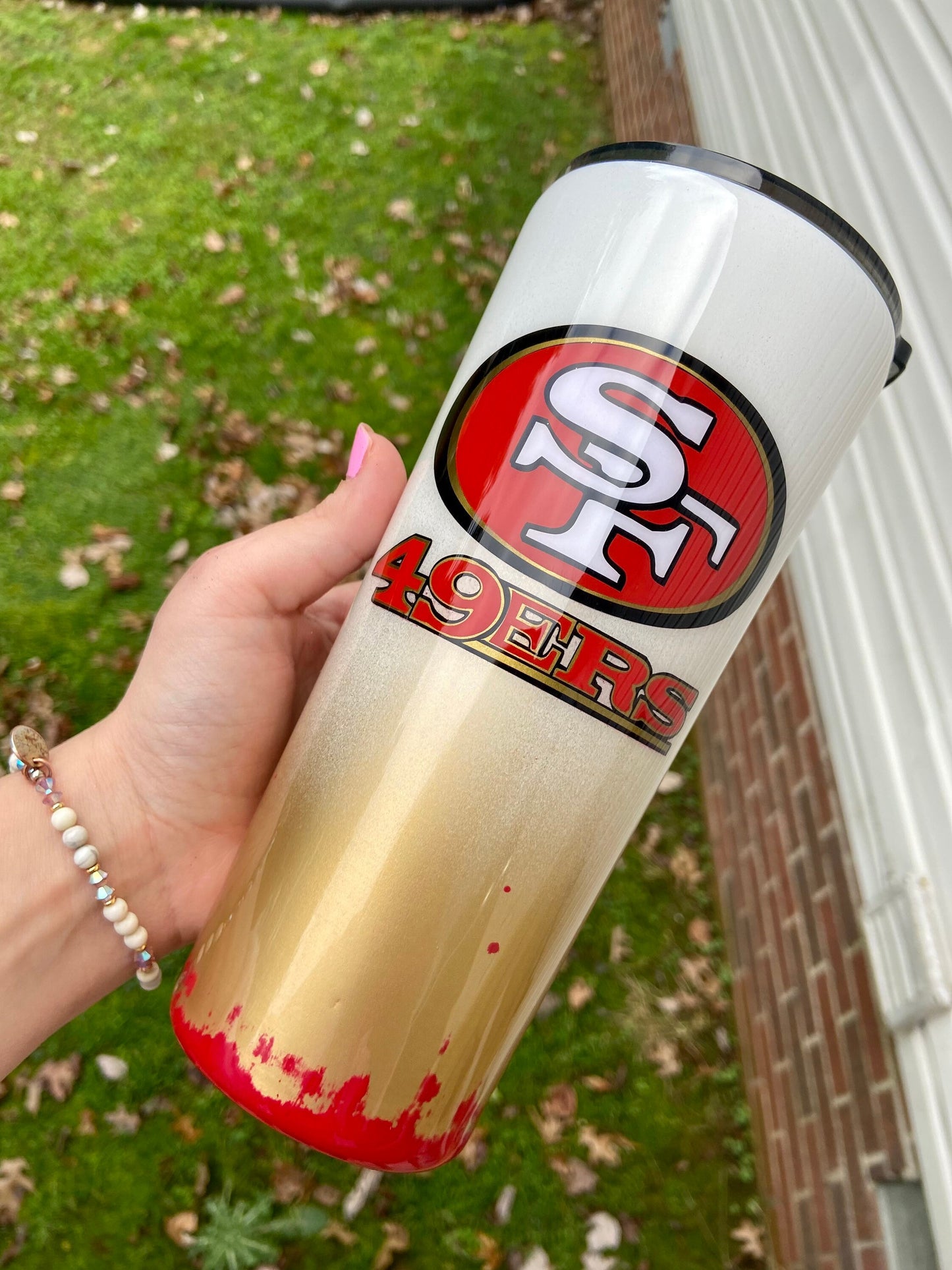 Faithful to the Bay/football tumbler