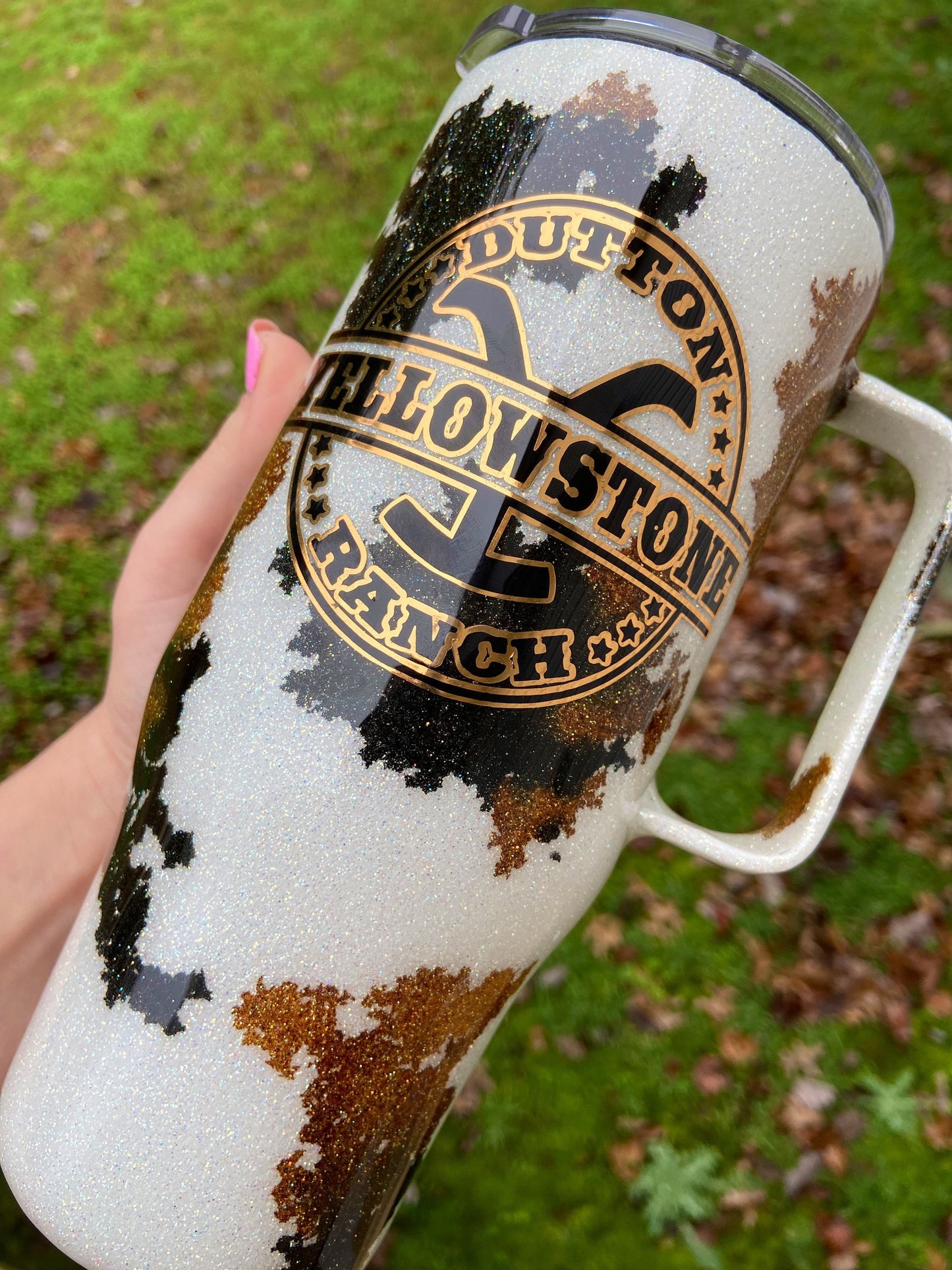 Cowhide 24oz handle tumbler