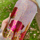 Flowers/16oz glass jar tumbler