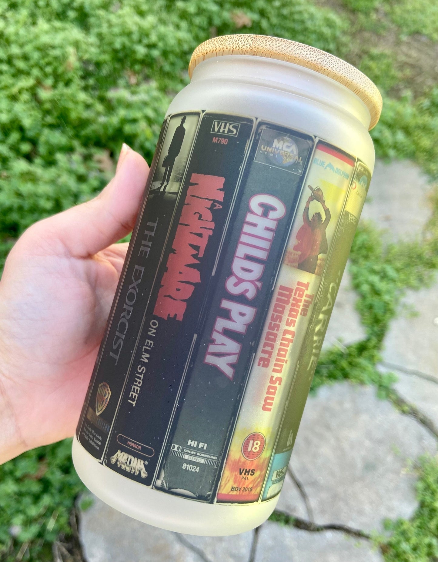 Horror films/classic VHS/frosted tumbler